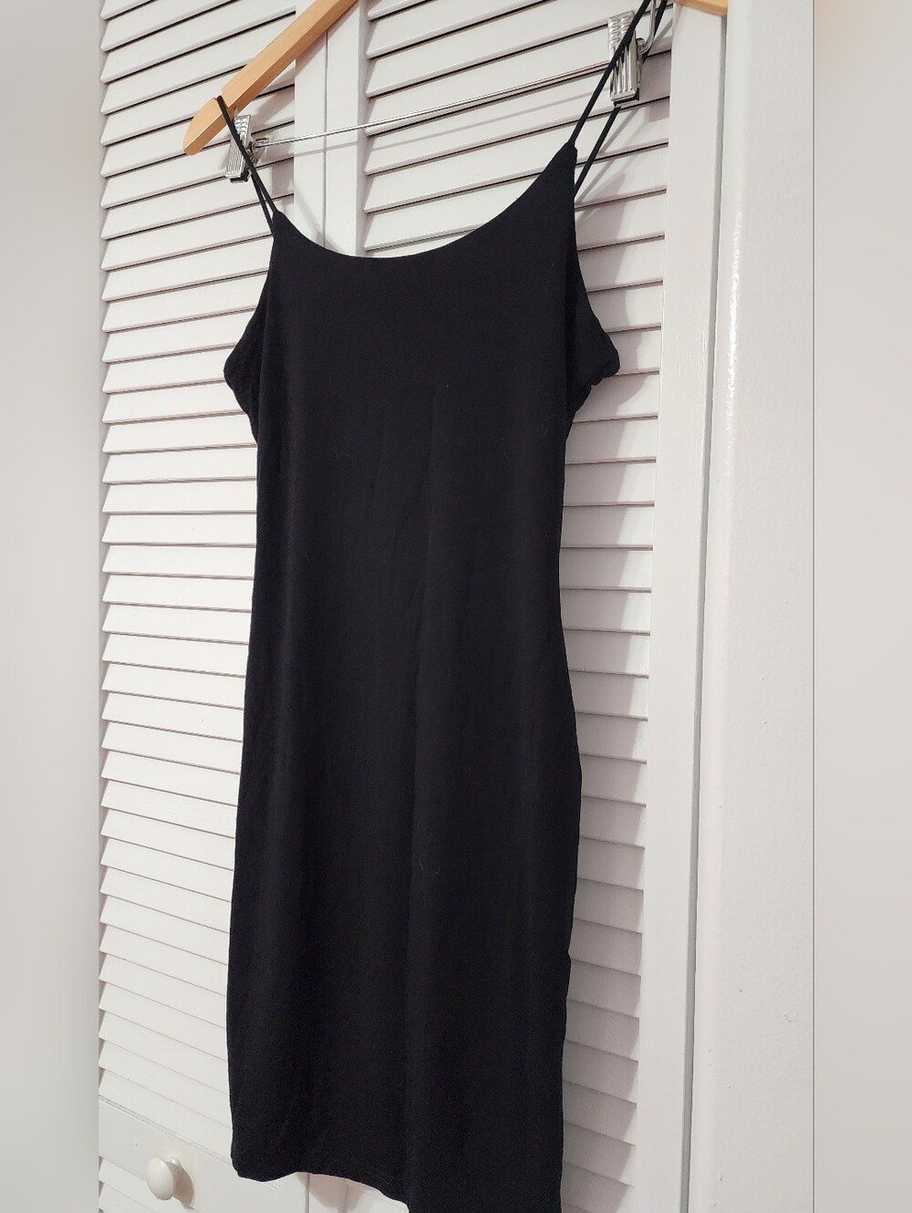 Classic Black Slip Dress - Minimal Spaghetti Strap, Double Lined